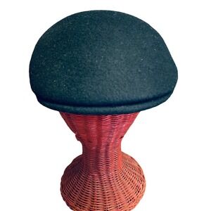 Vintage Czech Republic 100% Seville Woolfelt Newsboy Cabbie Golf Hat Black L